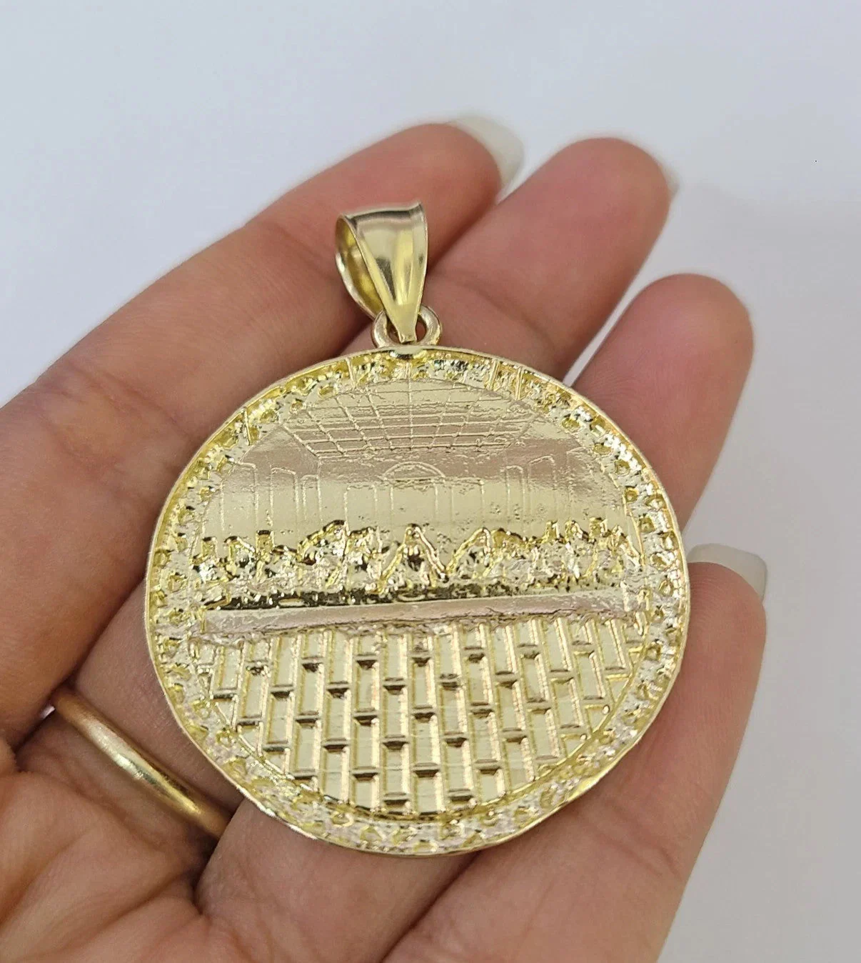10k Gold Chain Last Supper Nugget Pendant Cuban Curb Link 5mm 18"-28" Inch SET - Image 7