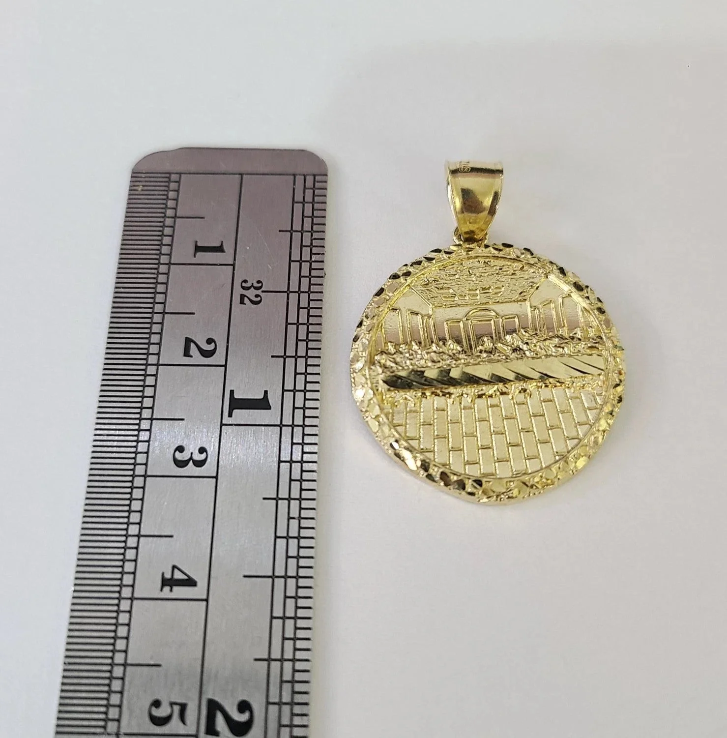 10k Gold Chain Last Supper Nugget Pendant Cuban Curb Link 5mm 18"-28" Inch SET - Image 5