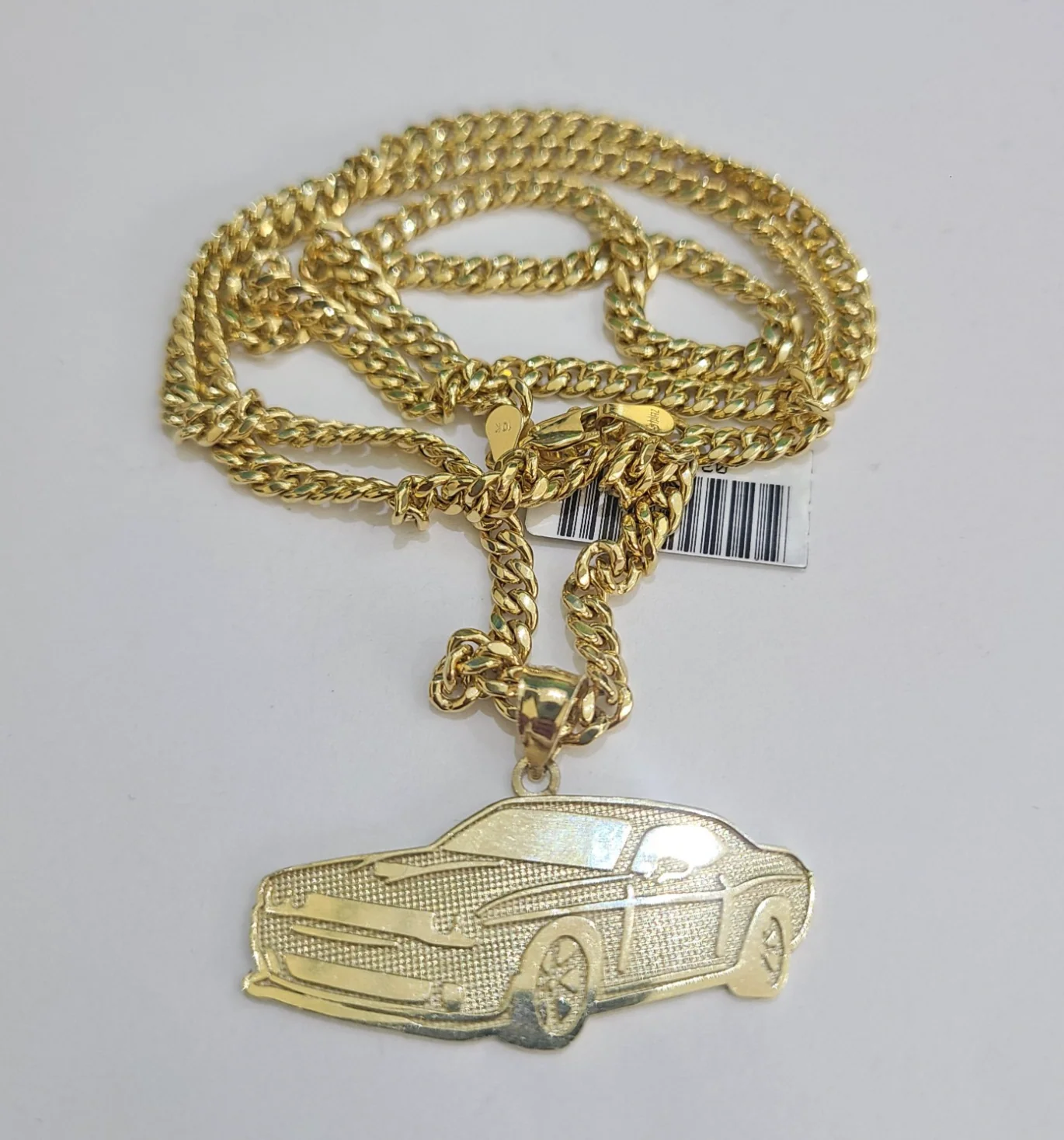 10k Gold Chain Miami Cuban Car Challenger Charm Pendant Set 4mm 18"28" Necklace - Image 4