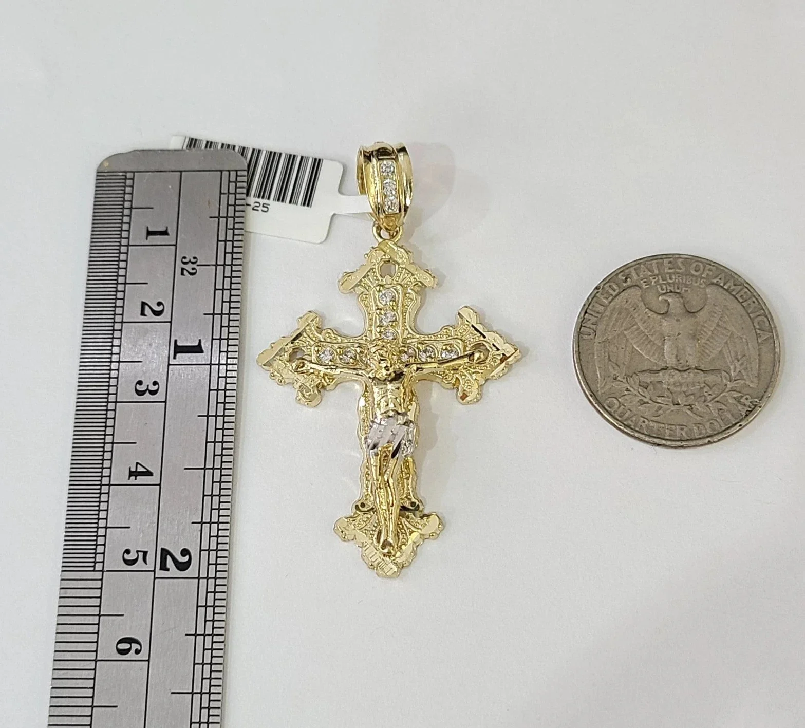 10k Gold Chain Miami Cuban Jesus Cross Charm Pendant Set 4mm 18"-28" Necklace - Image 4