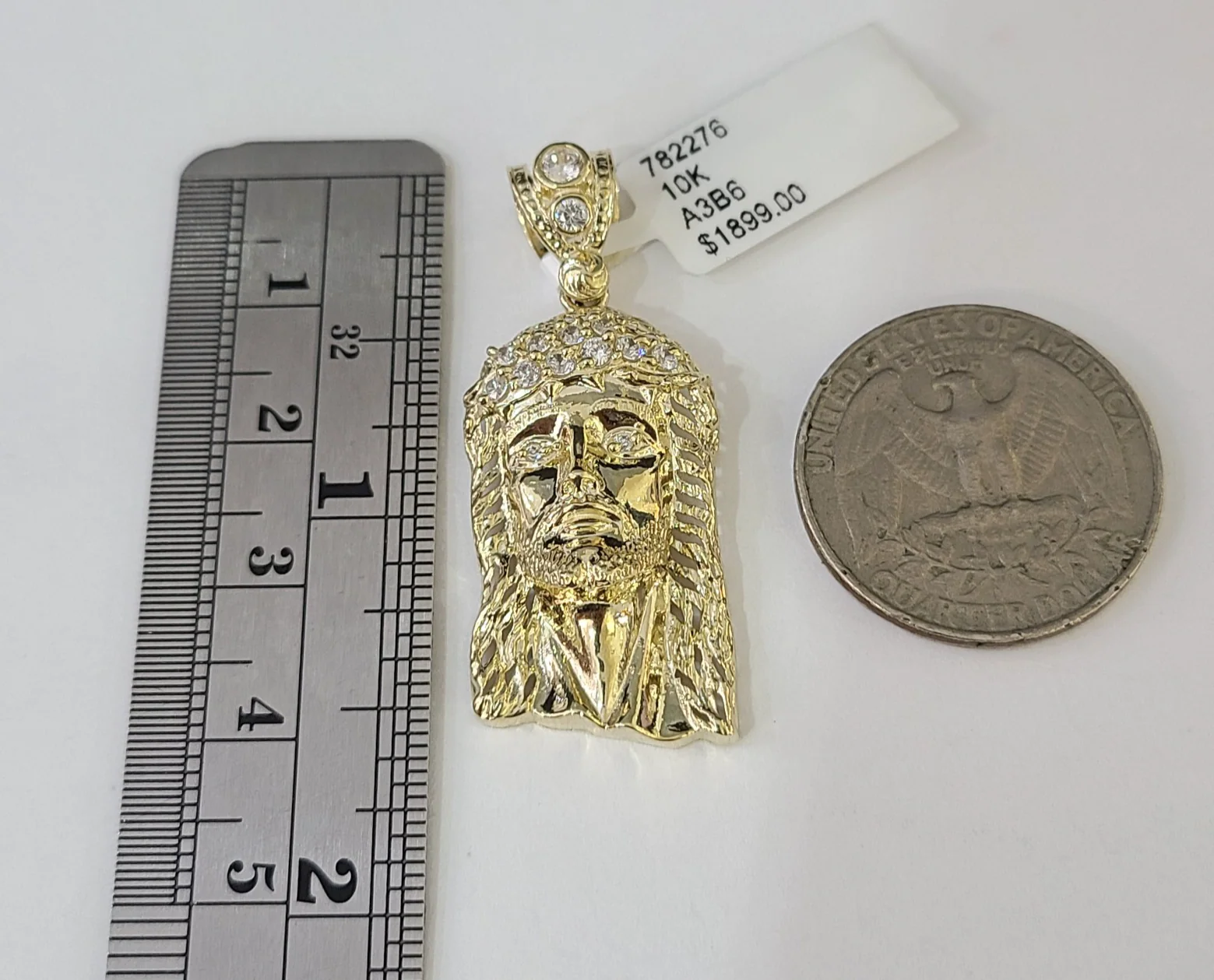 10k Gold Chain Miami Cuban Jesus Head Charm Pendant Set 4mm 18"-28" Necklace - Image 2