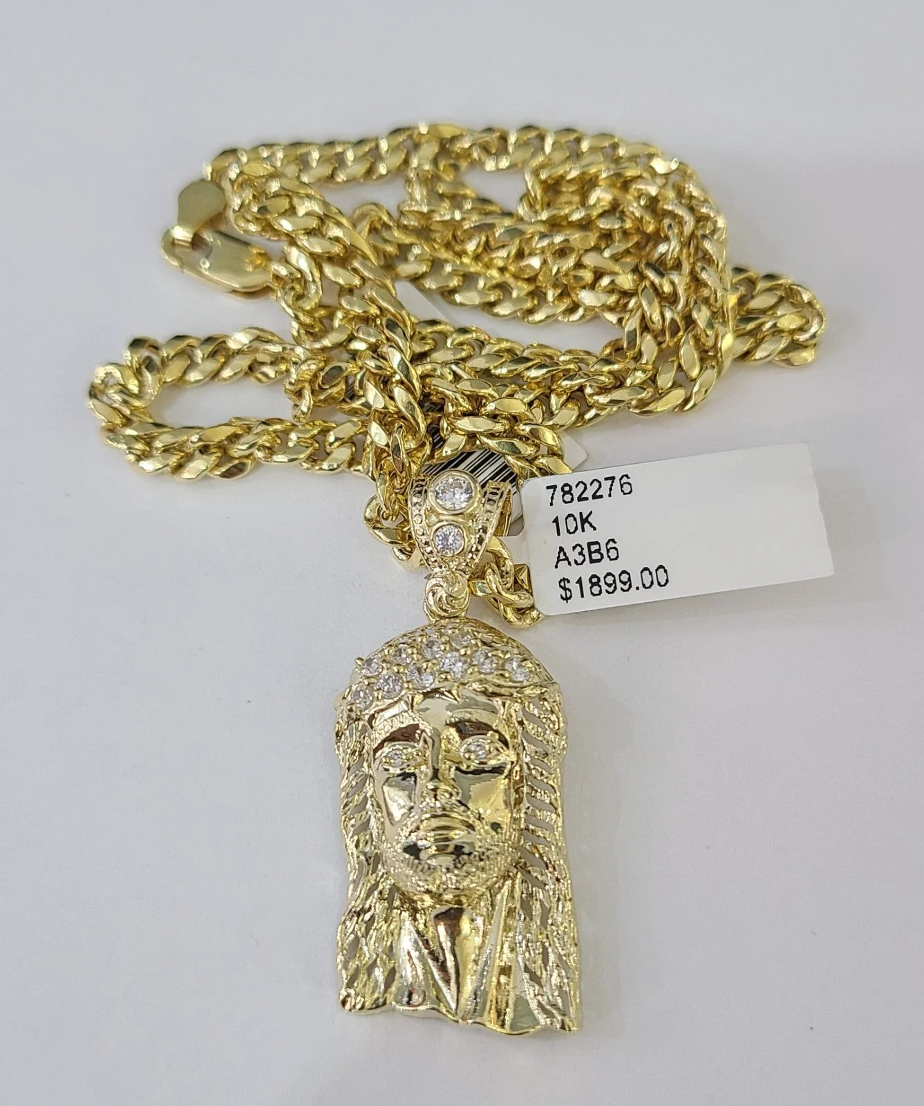 10k Gold Chain Miami Cuban Jesus Head Charm Pendant Set 4mm 18"-28" Necklace - Image 4