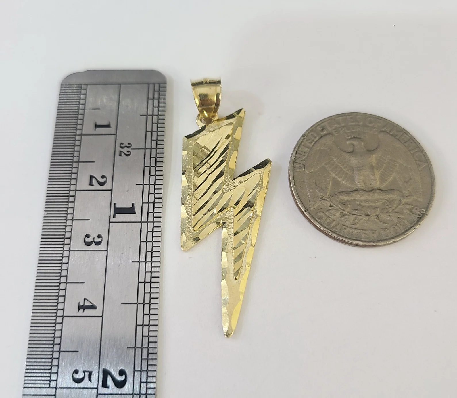 10k Gold Chain Miami Cuban Lightning Bolt Charm Pendant Set 4mm 18"-28" Necklace - Image 3