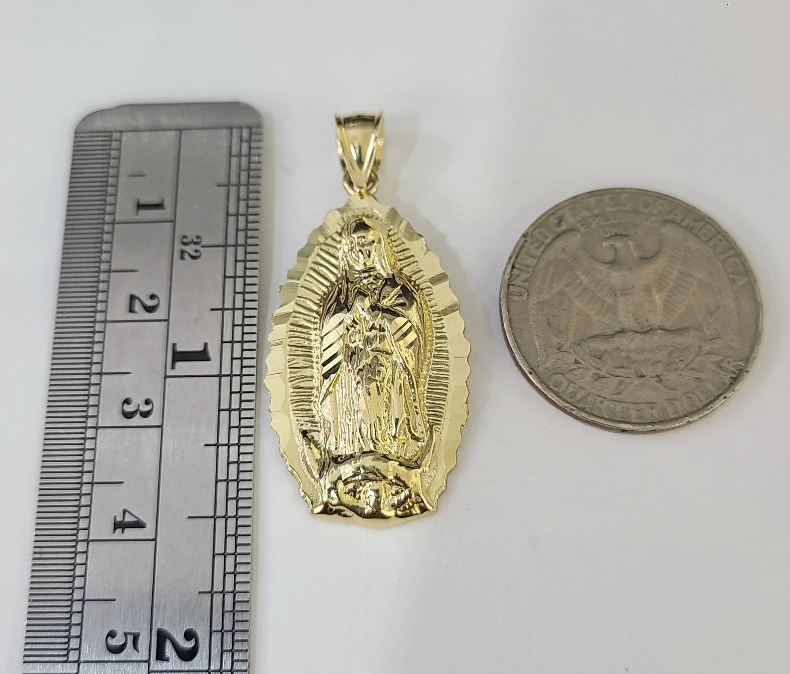 10k Gold Chain Miami Cuban Virgin Mary Charm Pendant Set 3mm 18"-28" Necklace - Image 3