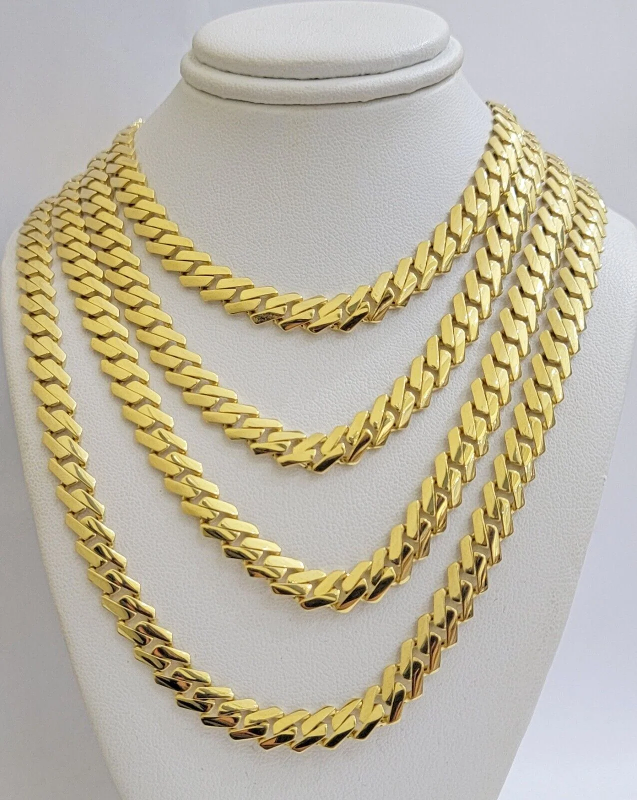 10k Gold chain Monaco Cuban Link necklace 7.5mm 18-24 Inch Box Lock Real 10 KT - Image 2