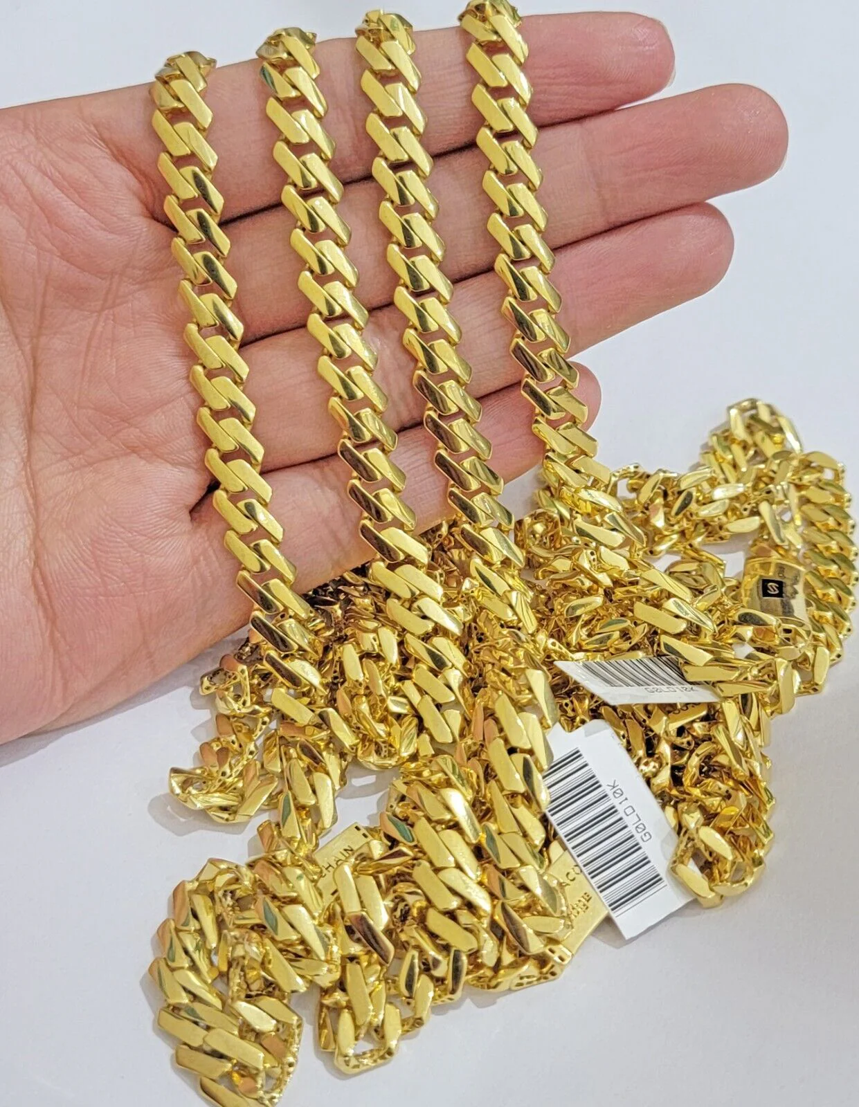 10k Gold chain Monaco Cuban Link necklace 7.5mm 18-24 Inch Box Lock Real 10 KT - Image 3