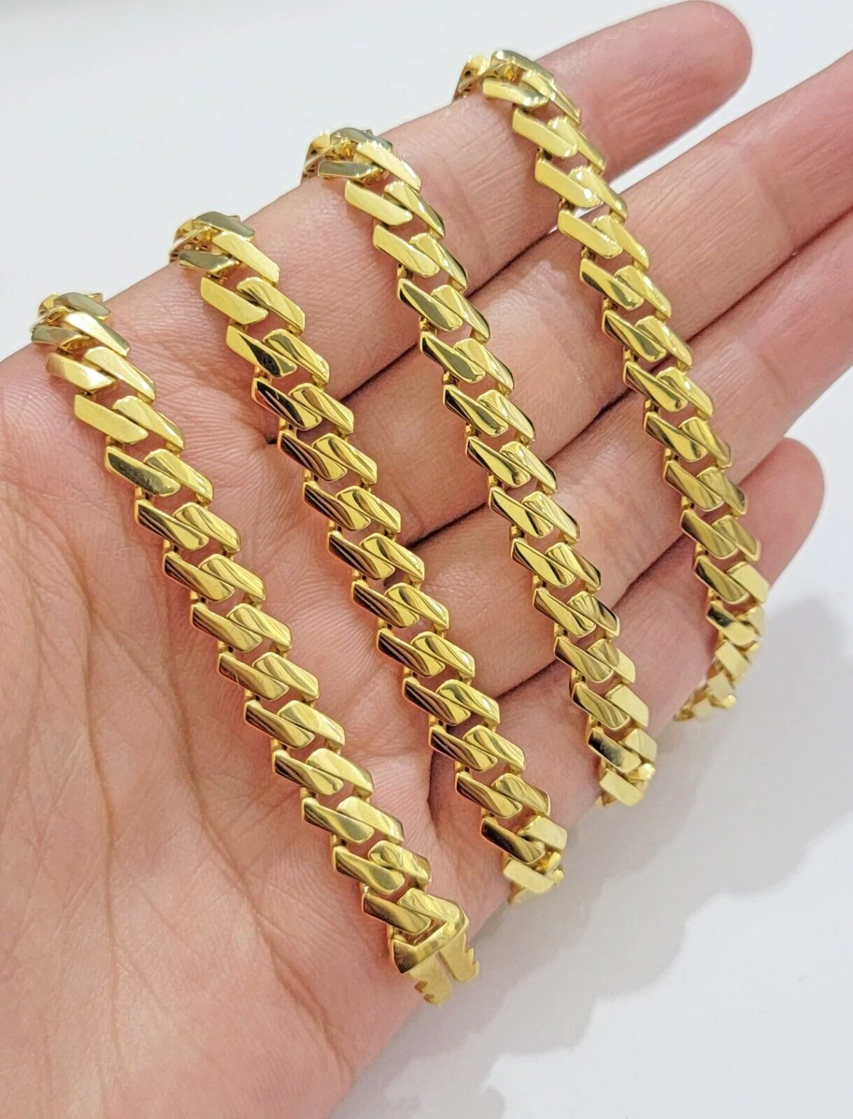 10k Gold chain Monaco Cuban Link necklace 7.5mm 18-24 Inch Box Lock Real 10 KT - Image 4