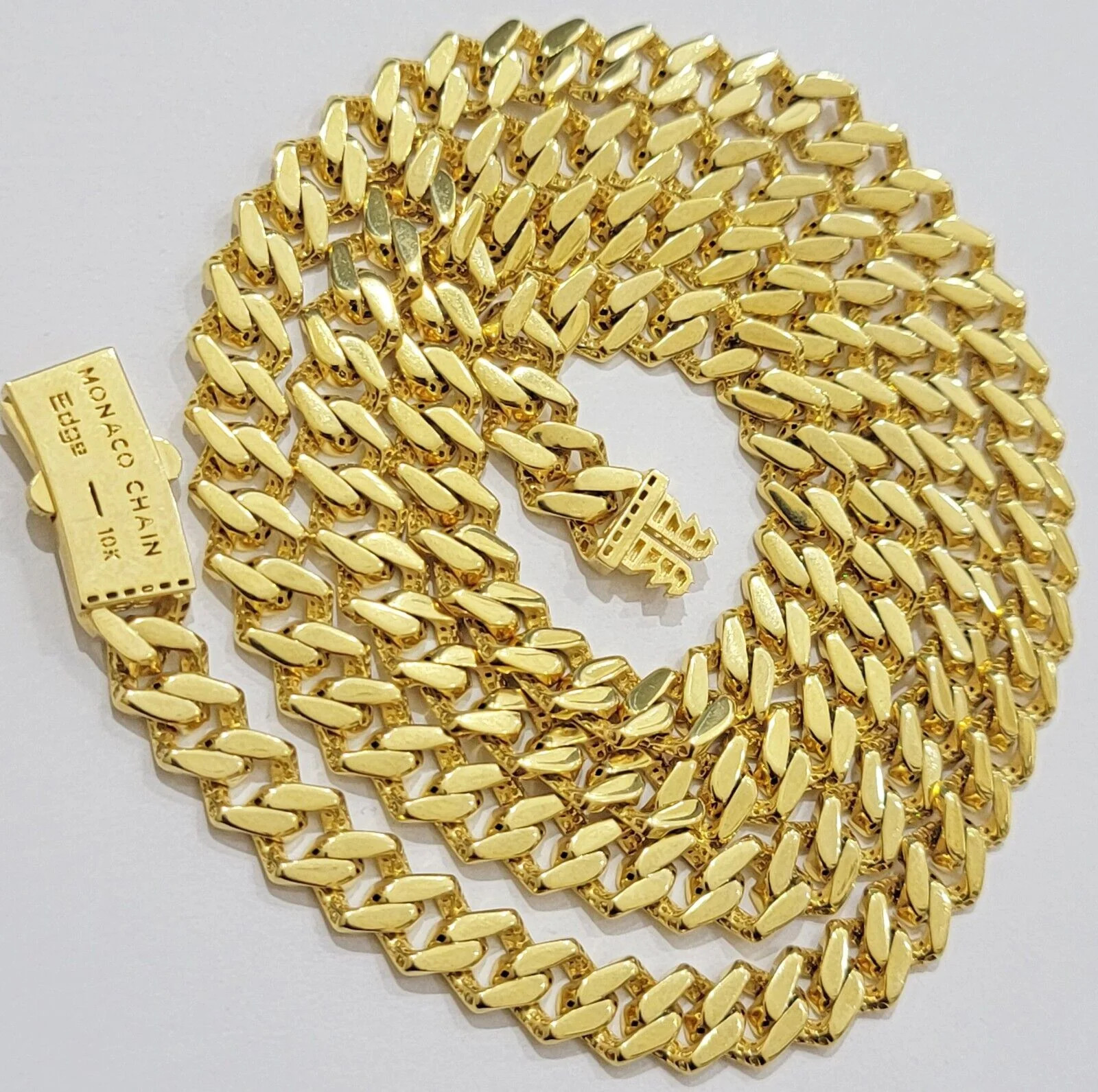 10k Gold chain Monaco Cuban Link necklace 7.5mm 18-24 Inch Box Lock Real 10 KT - Image 8