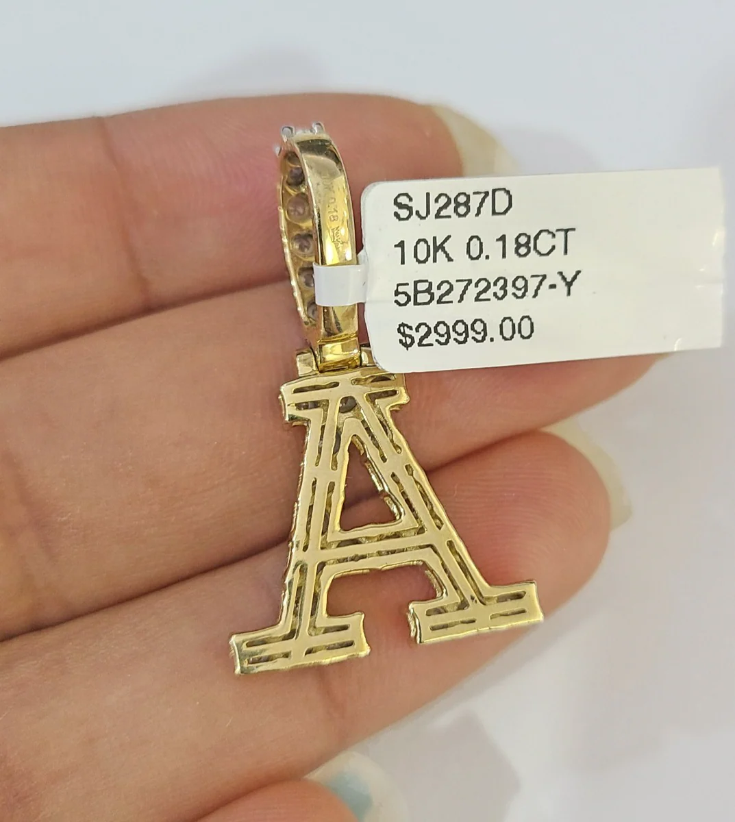 10k Gold Chain Necklace A Diamond Initial Pendant Set Cuban Curb 3mm 20"-30" - Image 6