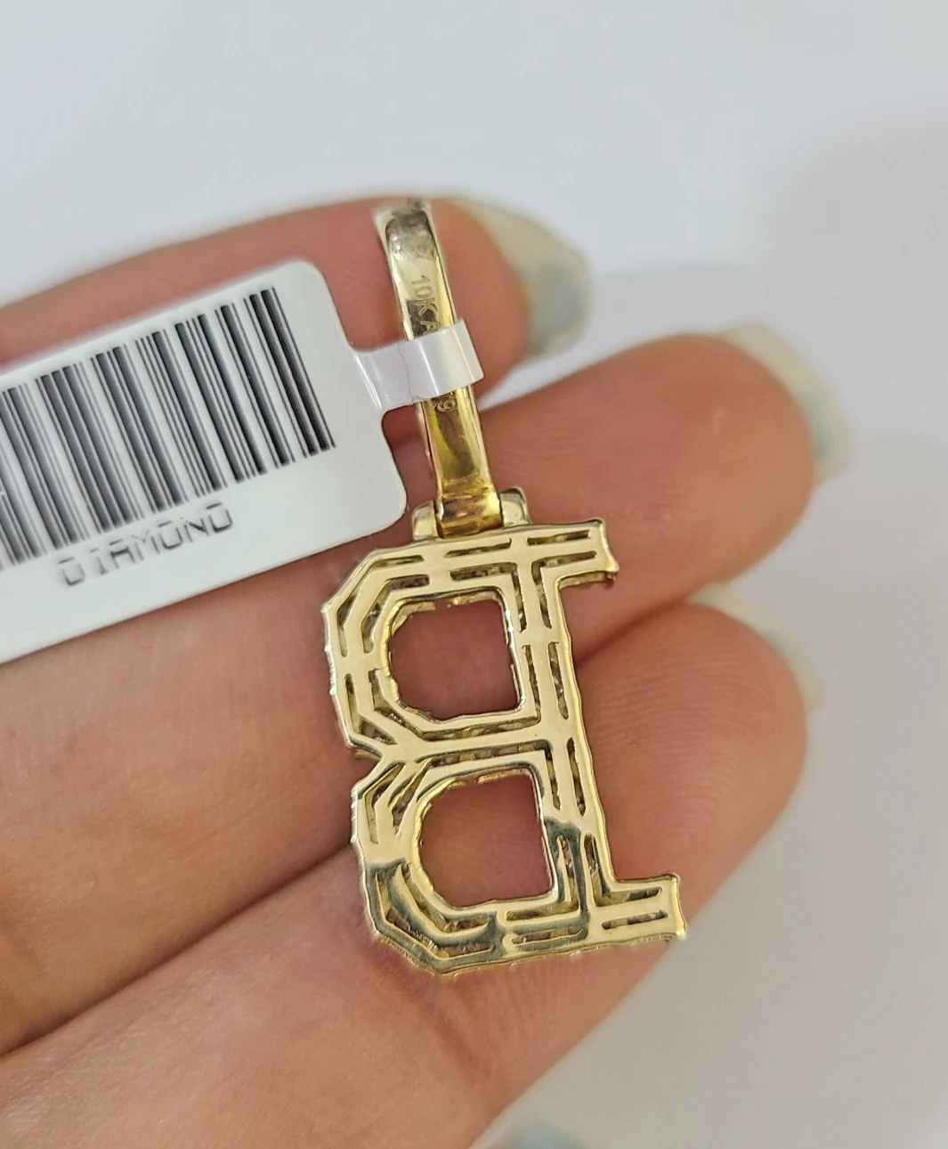 10k Gold Chain Necklace B Diamond Initial Pendant Set Cuban Curb 3mm 20"-30" - Image 7