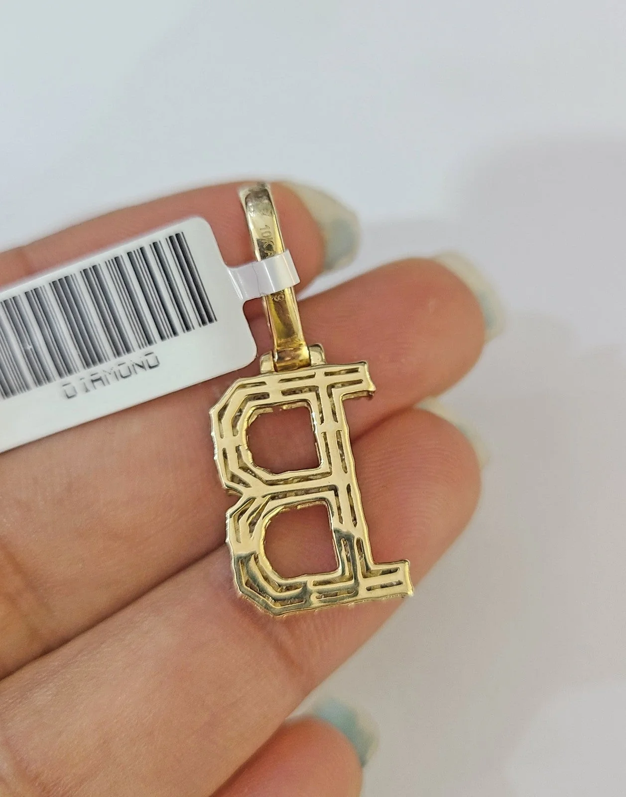 10k Gold Chain Necklace B Diamond Initial Pendant Set Cuban Curb 3mm 20"-30" - Image 7