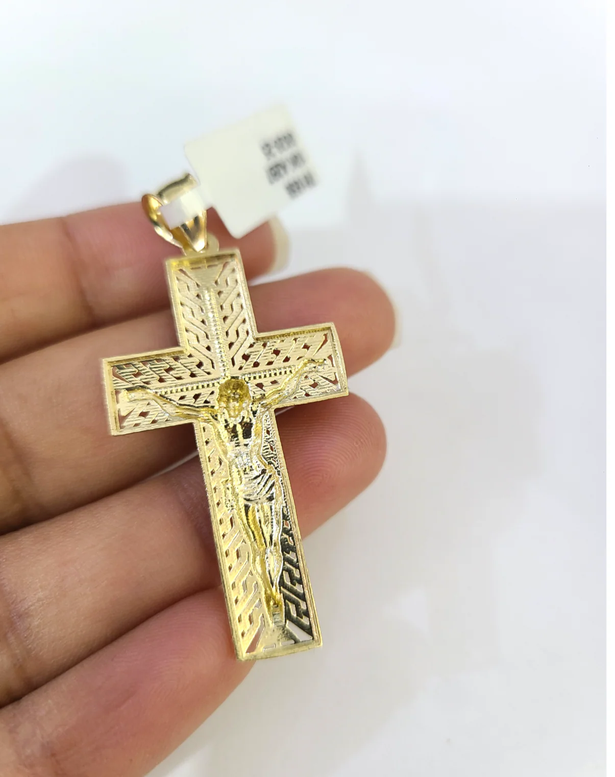 10k Gold Chain Necklace Cross Charm Pendant Set Cuban Curb 3mm 18"-28" - Image 6