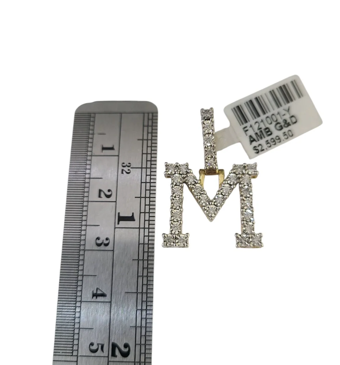 10k Gold Chain Necklace Cuban Curb M Diamond Initial Pendant Set 3mm 20"-30" - Image 3