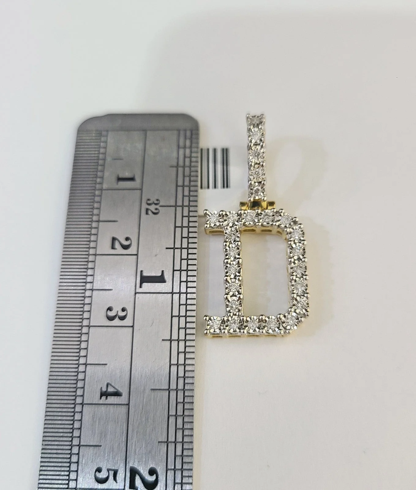 10k Gold Chain Necklace D Diamond Initial Pendant Set Cuban Curb 3mm 20"-30" - Image 2