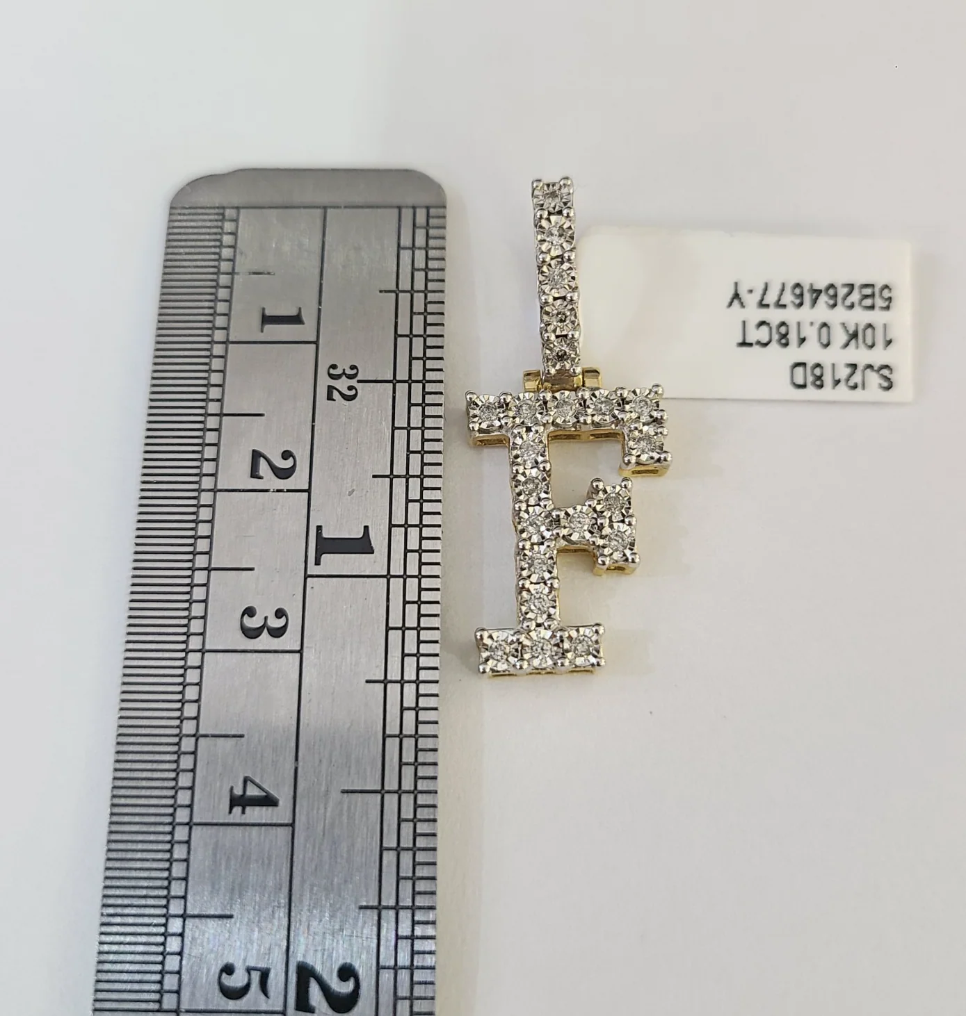 10k Gold Chain Necklace F Diamond Initial Pendant Set Cuban Curb 3mm 20"-30" - Image 2