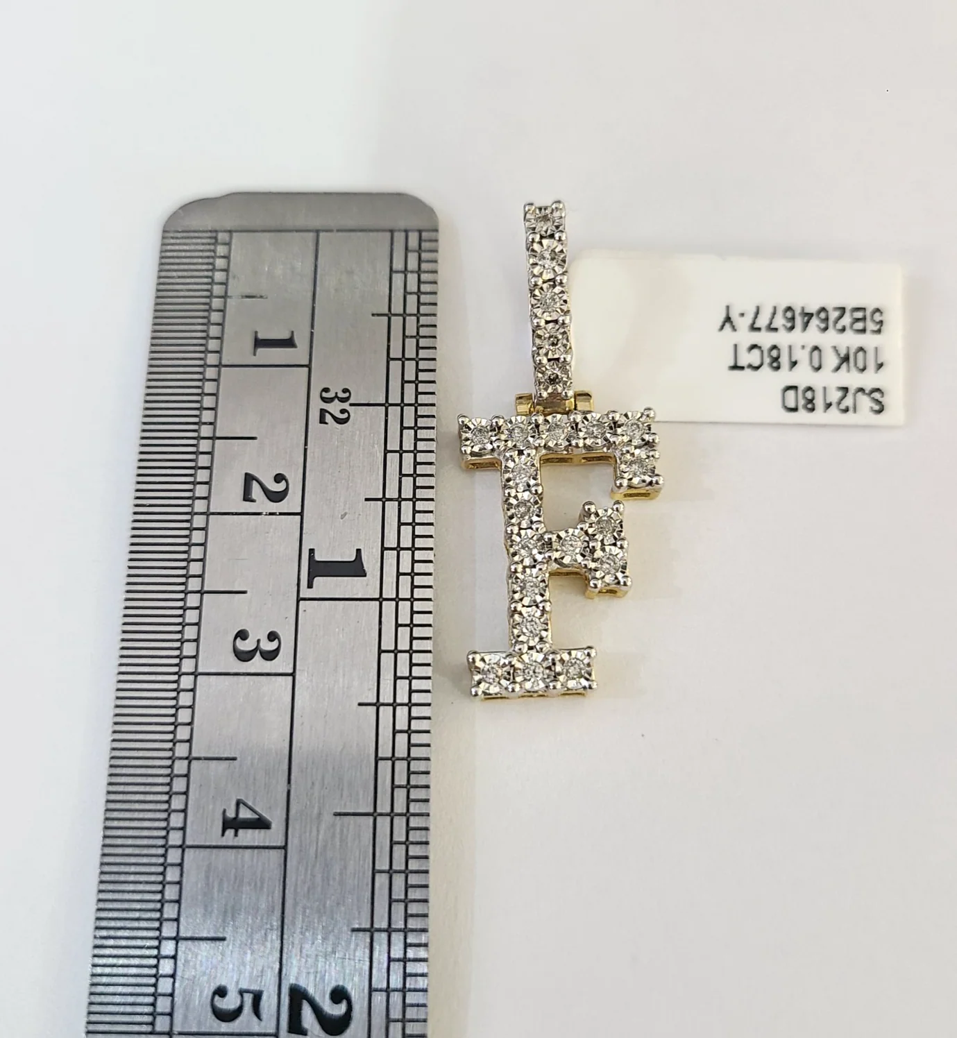 10k Gold Chain Necklace F Diamond Initial Pendant Set Cuban Curb 3mm 20"-30" - Image 2