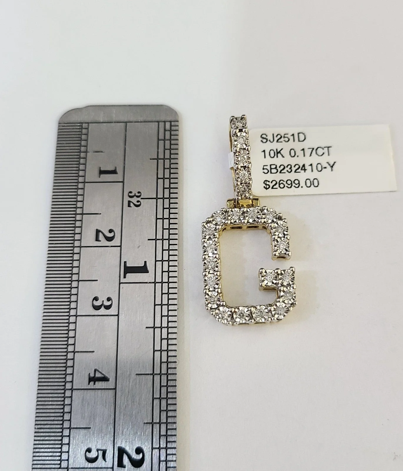 10k Gold Chain Necklace G Diamond Initial Pendant Set Cuban Curb 3mm 20"-30" - Image 6