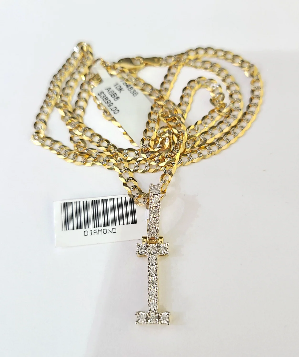 10k Gold Chain Necklace I Diamond Initial Pendant Set Cuban Curb 3mm 20"-30" - Image 3