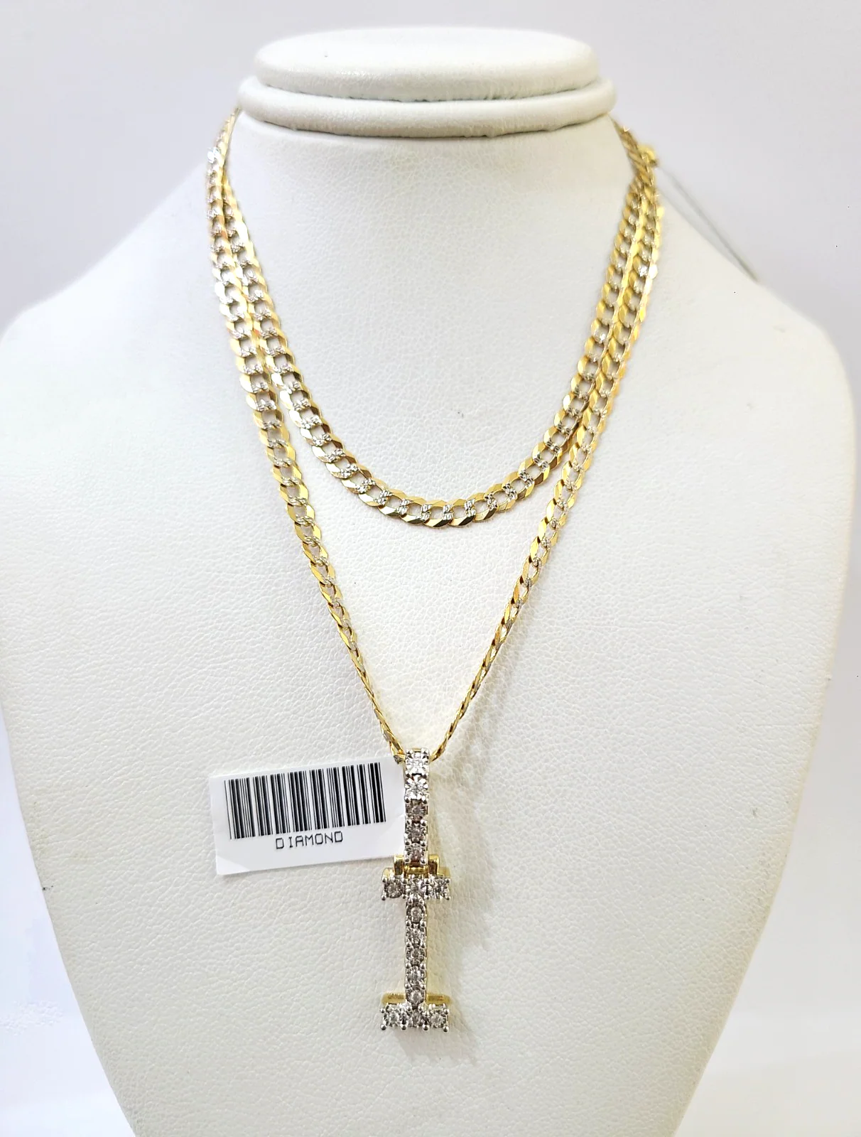 10k Gold Chain Necklace I Diamond Initial Pendant Set Cuban Curb 3mm 20"-30" - Image 5