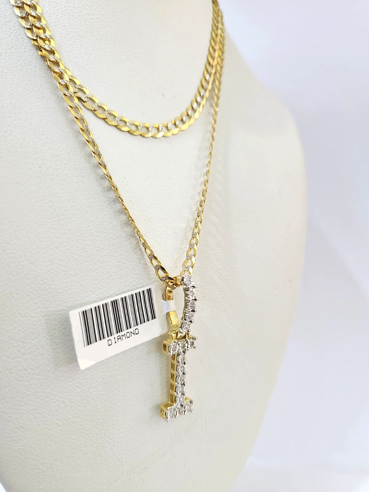 10k Gold Chain Necklace I Diamond Initial Pendant Set Cuban Curb 3mm 20"-30" - Image 6
