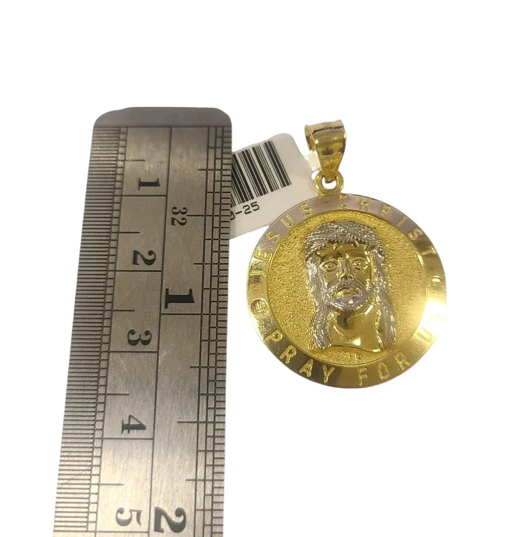 10k Gold Chain Necklace Jesus Christ Charm Pendant Set Cuban Curb 3mm 20"-30" - Image 5