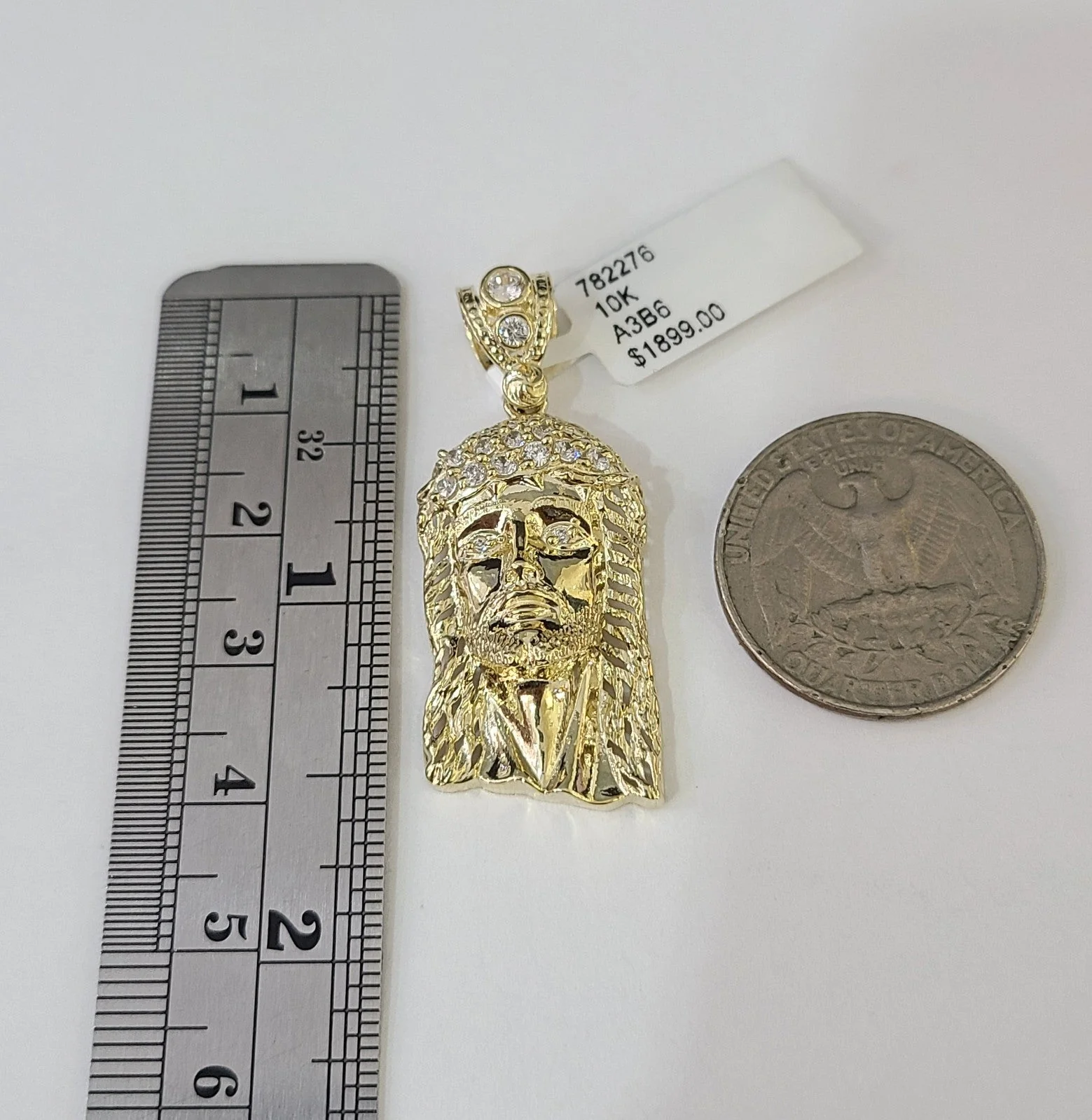 10k Gold Chain Necklace Jesus Head Pendant Set Cuban Curb 5mm 18"-28" Charm - Image 5