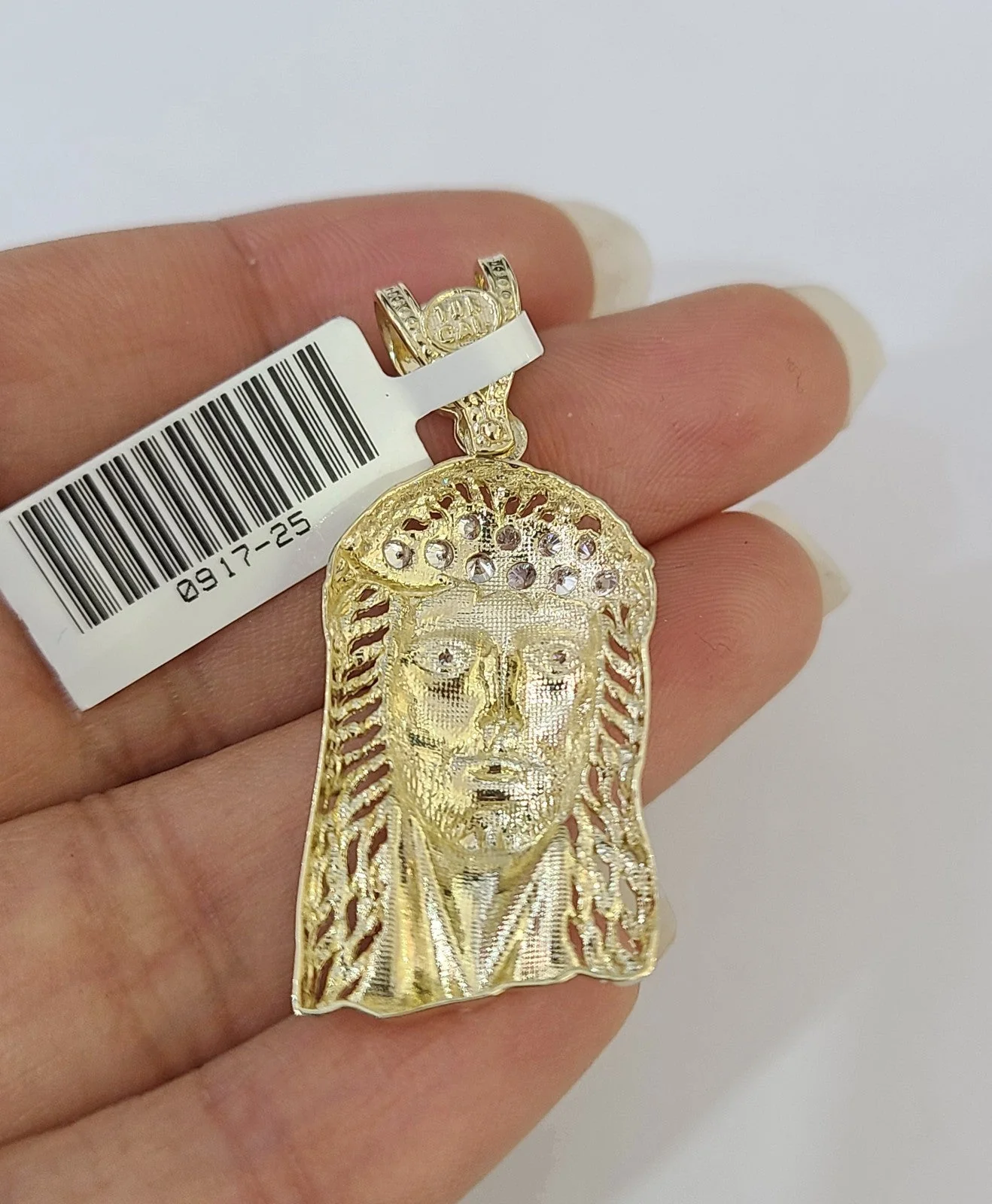 10k Gold Chain Necklace Jesus Head Pendant Set Cuban Curb 5mm 18"-28" Charm - Image 6