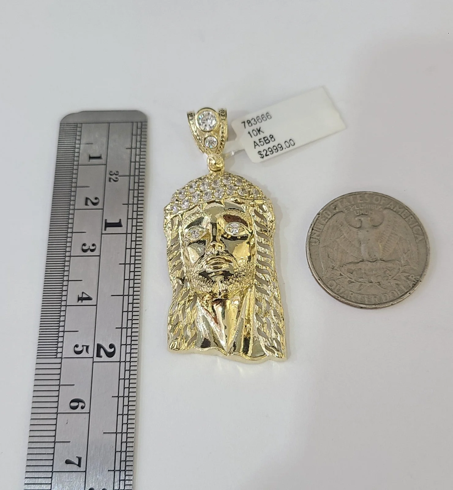 10k Gold Chain Necklace Jesus Head Pendant Set Cuban Curb 5mm 18"-28" Charm - Image 5