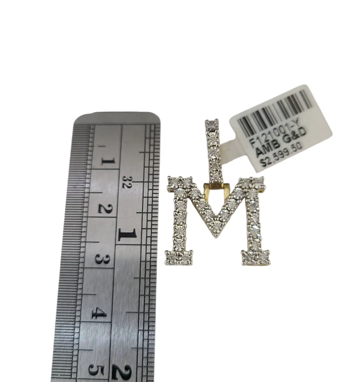 10k Gold Chain Necklace M Diamond Initial Pendant Set Cuban Curb 3mm 20"-30" - Image 2