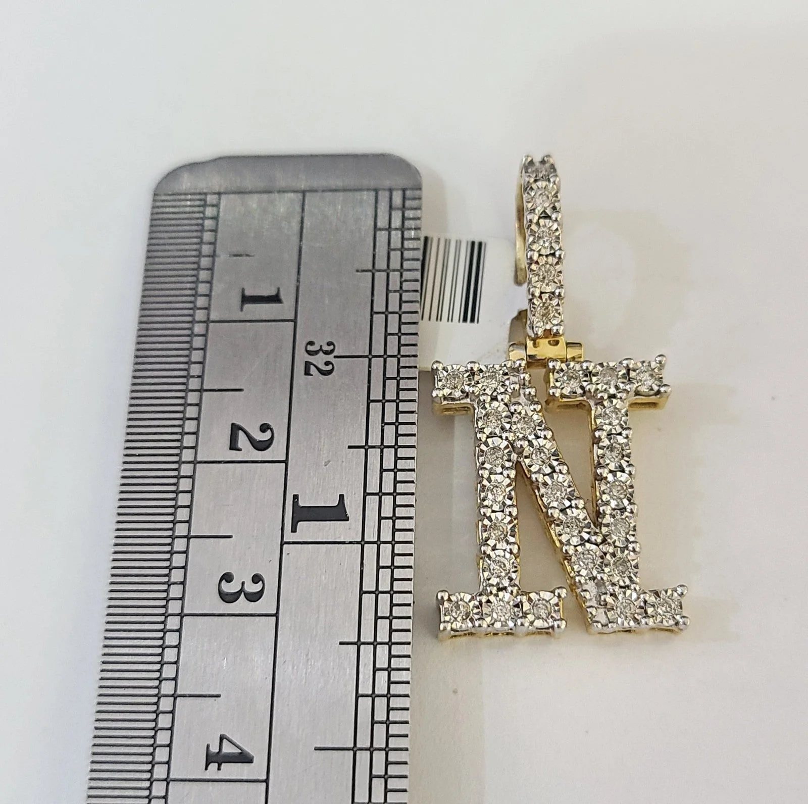 10k Gold Chain Necklace N Diamond Initial Pendant Set Cuban Curb 3mm 20"-30" - Image 2