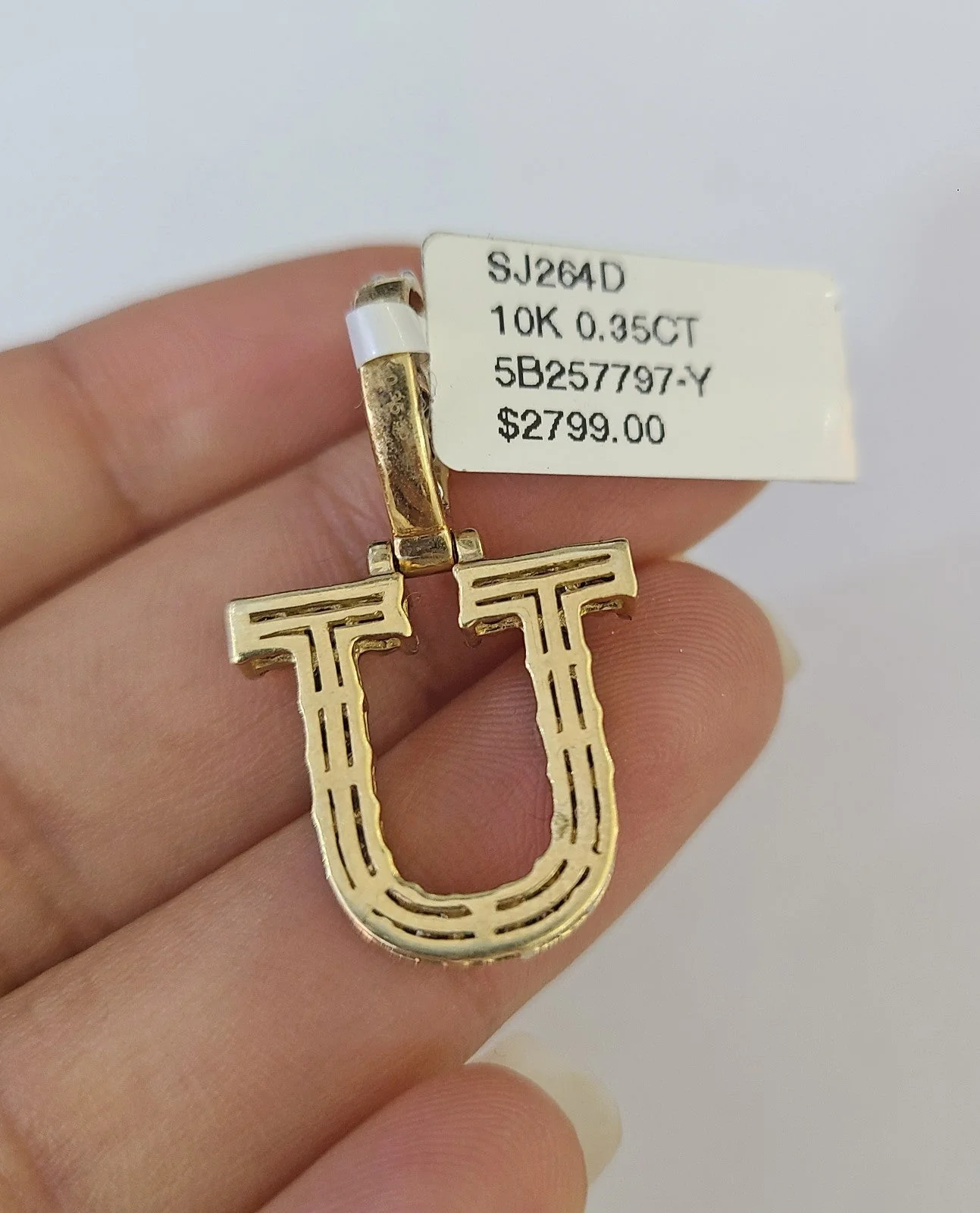 10k Gold Chain Necklace U Diamond Initial Pendant Set Cuban Curb 3mm 20"-30" - Image 7