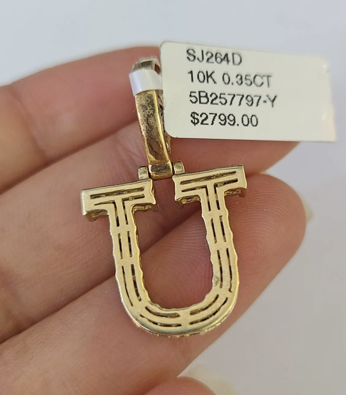 10k Gold Chain Necklace U Diamond Initial Pendant Set Cuban Curb 3mm 20"-30" - Image 7