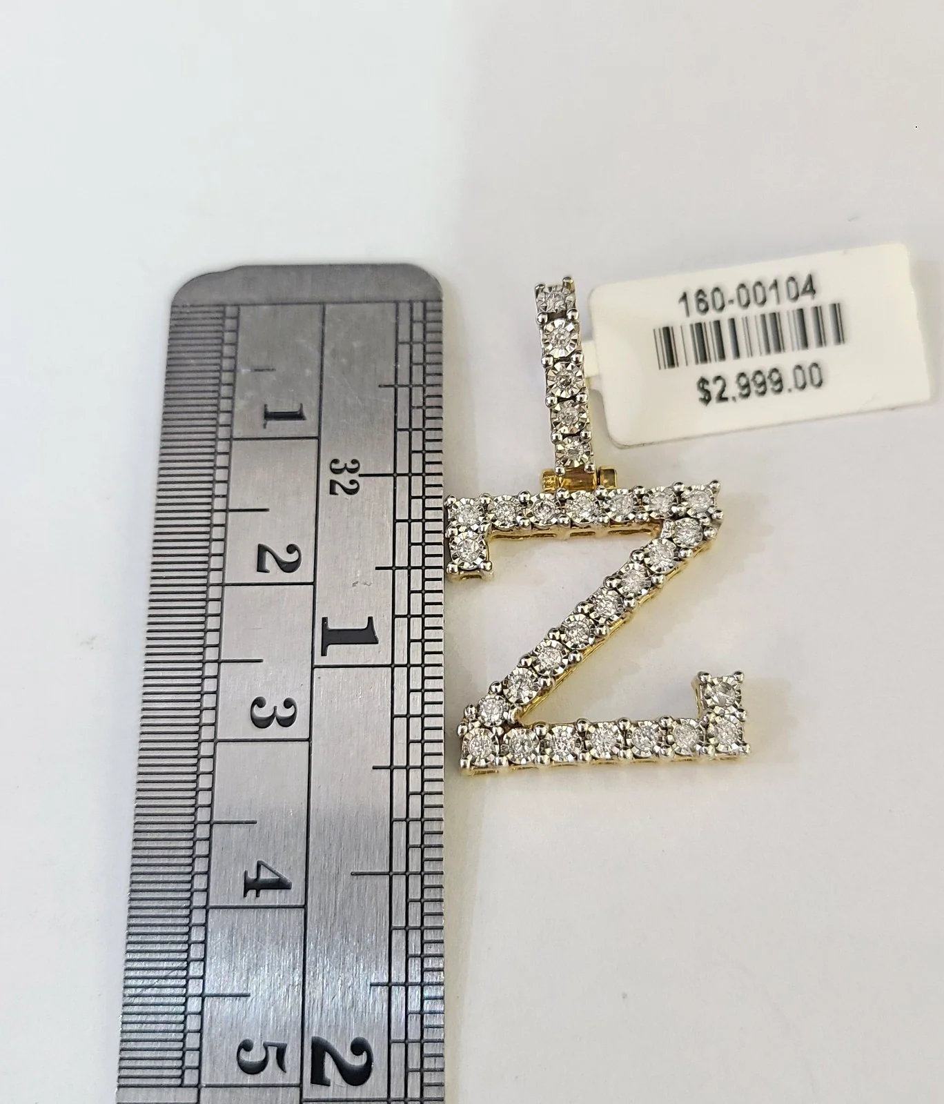 10k Gold Chain Necklace Z Diamond Initial Pendant Set Cuban Curb 3mm 20"-30" - Image 2