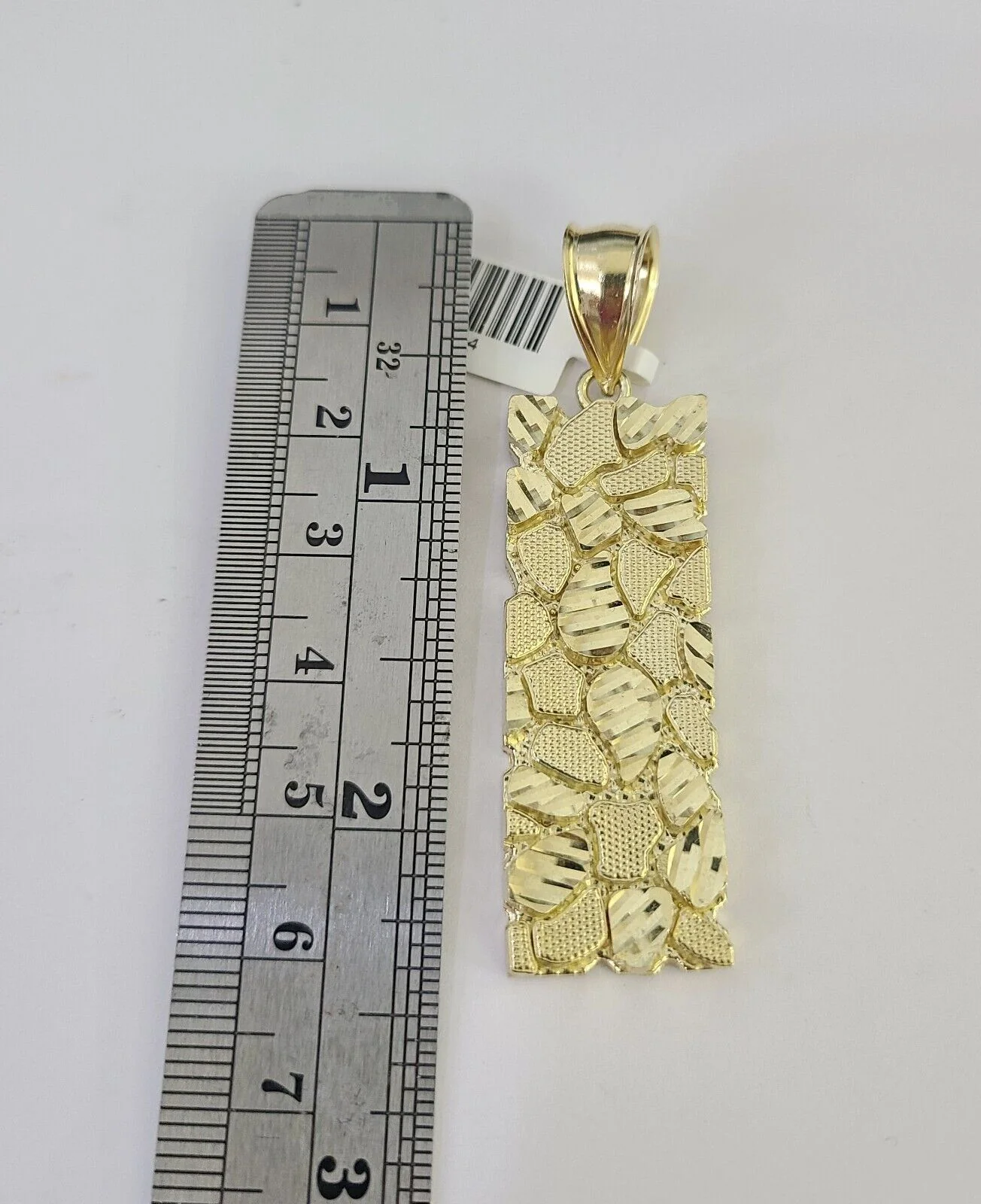 10k Gold Chain Nugget Charm Solid Cuban Curb Necklace 9mm 20"-30" SET - Image 2