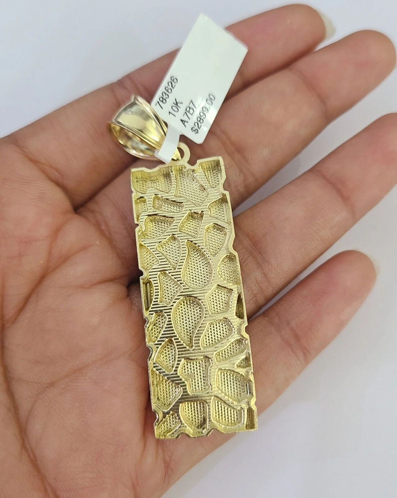 10k Gold Chain Nugget Charm Solid Cuban Curb Necklace 9mm 20"-30" SET - Image 7