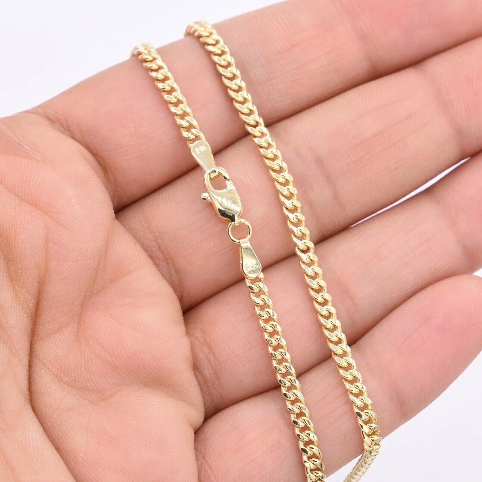 10k Gold Chain Real Diamond D Alphabet Initial Charm pendant 3mm 18Inch Necklace - Image 4