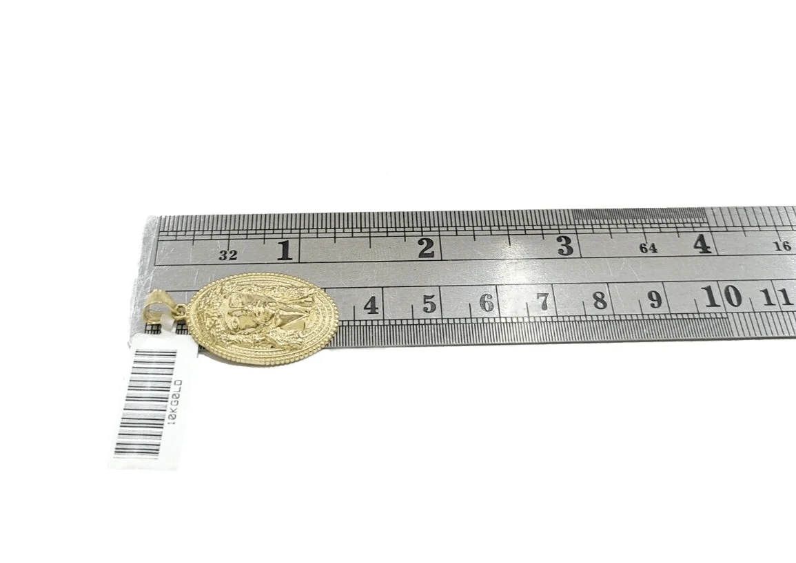 10k Gold Circular Jesus Head Charm Rope Chain Necklace 3mm 20'' Set Pendant 10kt - Image 7