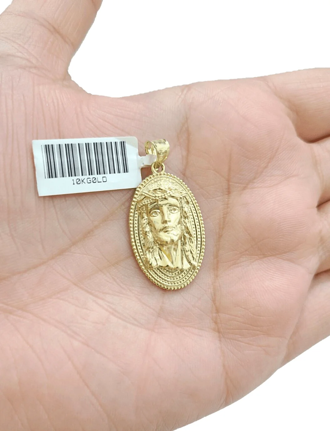 10k Gold Circular Jesus Head Charm Rope Chain Necklace 3mm 26'' Set Pendant 10kt - Image 5