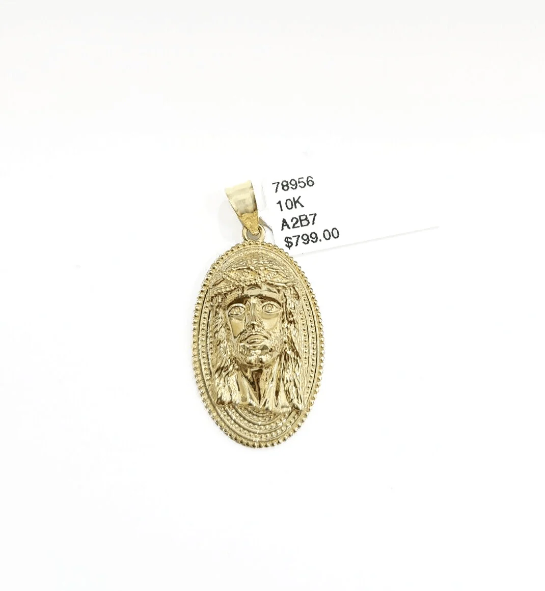 10k Gold Circular Jesus Head Charm Rope Chain Necklace 3mm 26'' Set Pendant 10kt - Image 6