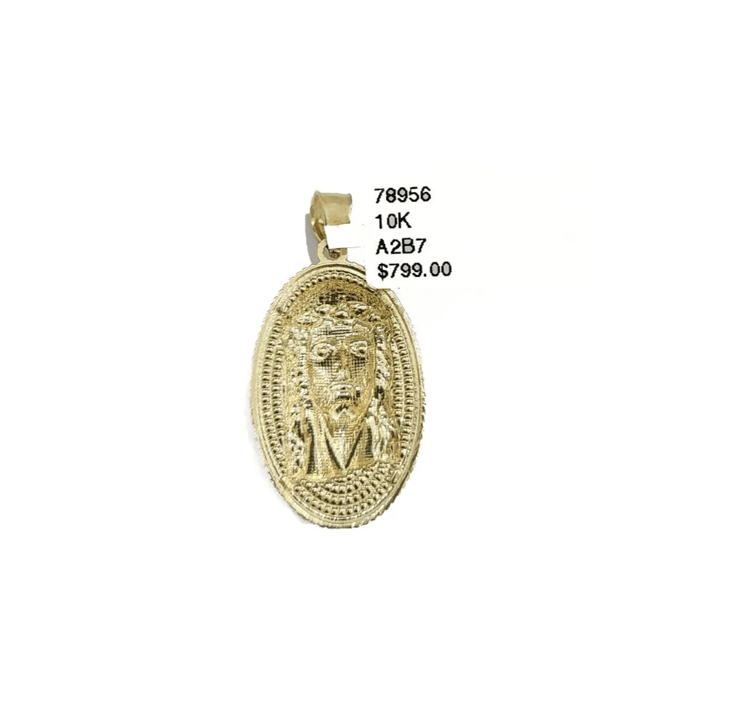10k Gold Circular Jesus Head Charm Rope Chain Necklace 3mm 26'' Set Pendant 10kt - Image 9