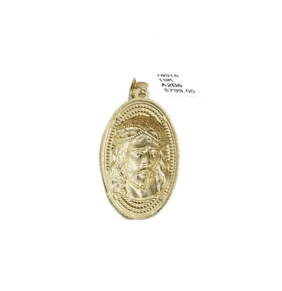 10k Gold Circular Jesus Head Charm Rope Chain Necklace 3mm 28'' Set Pendant 10kt - Image 9