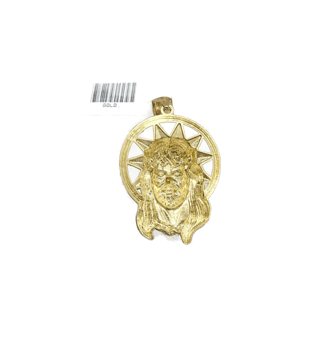 10k Gold Circular Jesus Star Head Charm Rope Chain Necklace 6mm 28'' Set Pendant - Image 4