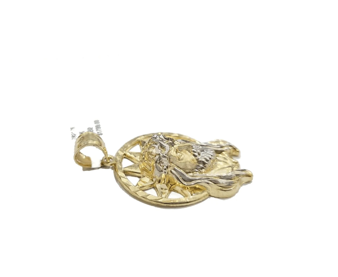 10k Gold Circular Jesus Star Head Charm Rope Chain Necklace 6mm 28'' Set Pendant - Image 8