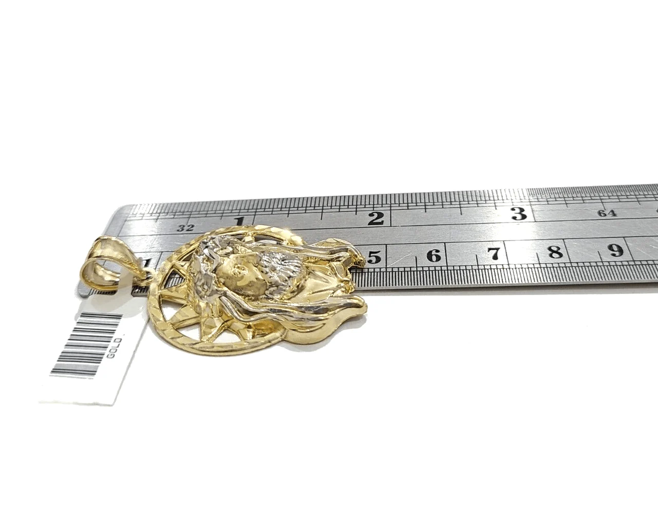 10k Gold Circular Jesus Star Head Charm Rope Chain Necklace 6mm 30'' Set Pendant - Image 10