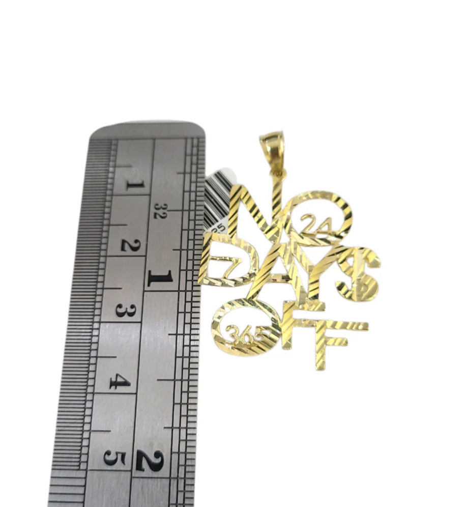 10k Gold Cuban Curb 3mm Chain Necklace No Days Off Charm Pendant 18"-28" Set - Image 6