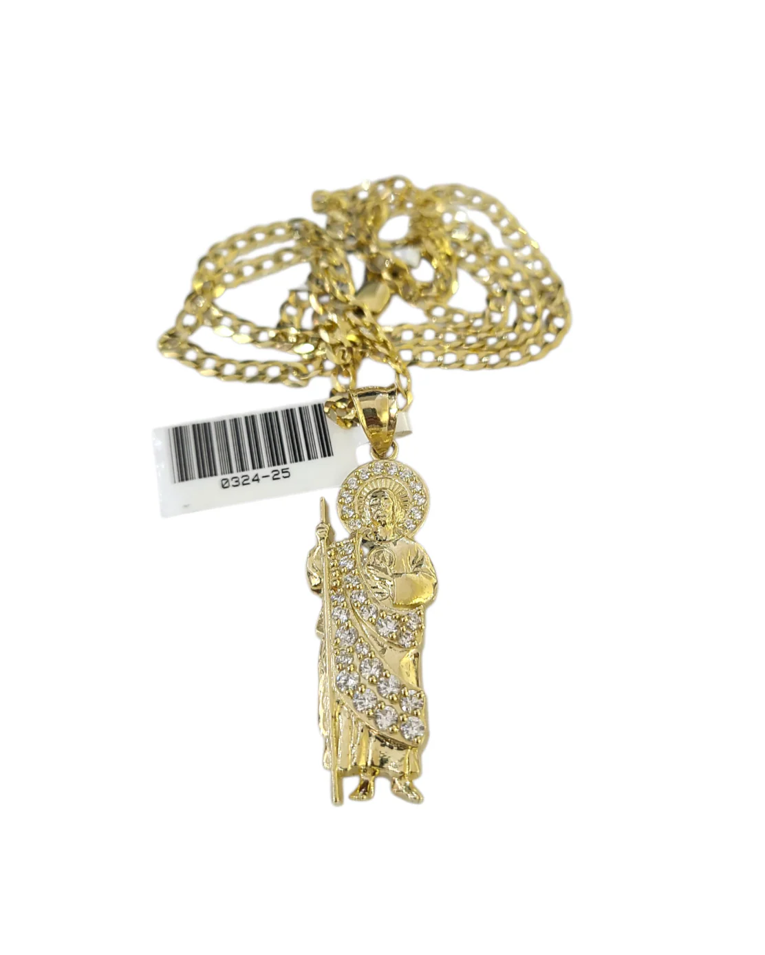 10k Gold Cuban Curb 3mm Chain Necklace Saint Jude Charm Pendant 18"-28" Set - Image 4