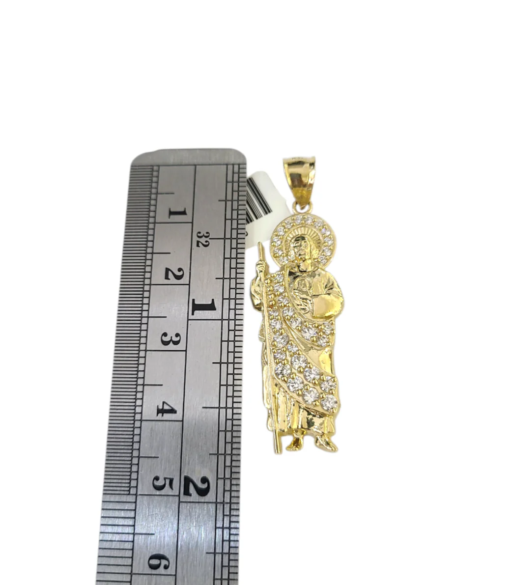10k Gold Cuban Curb 3mm Chain Necklace Saint Jude Charm Pendant 18"-28" Set - Image 6