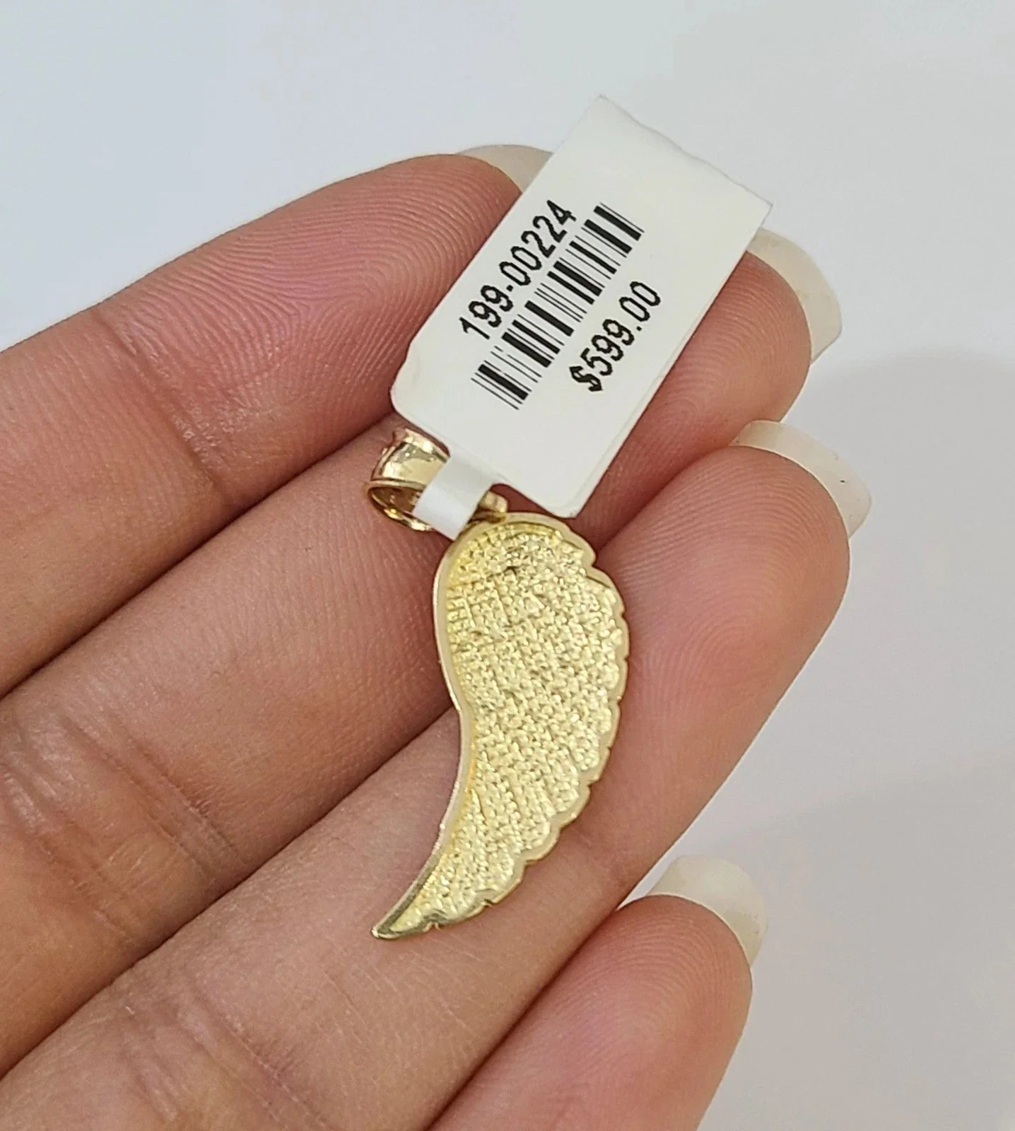 10k Gold Cuban Curb Chain Angel Wing Pendant Two Tone Charm Set 2mm Necklace - Image 7