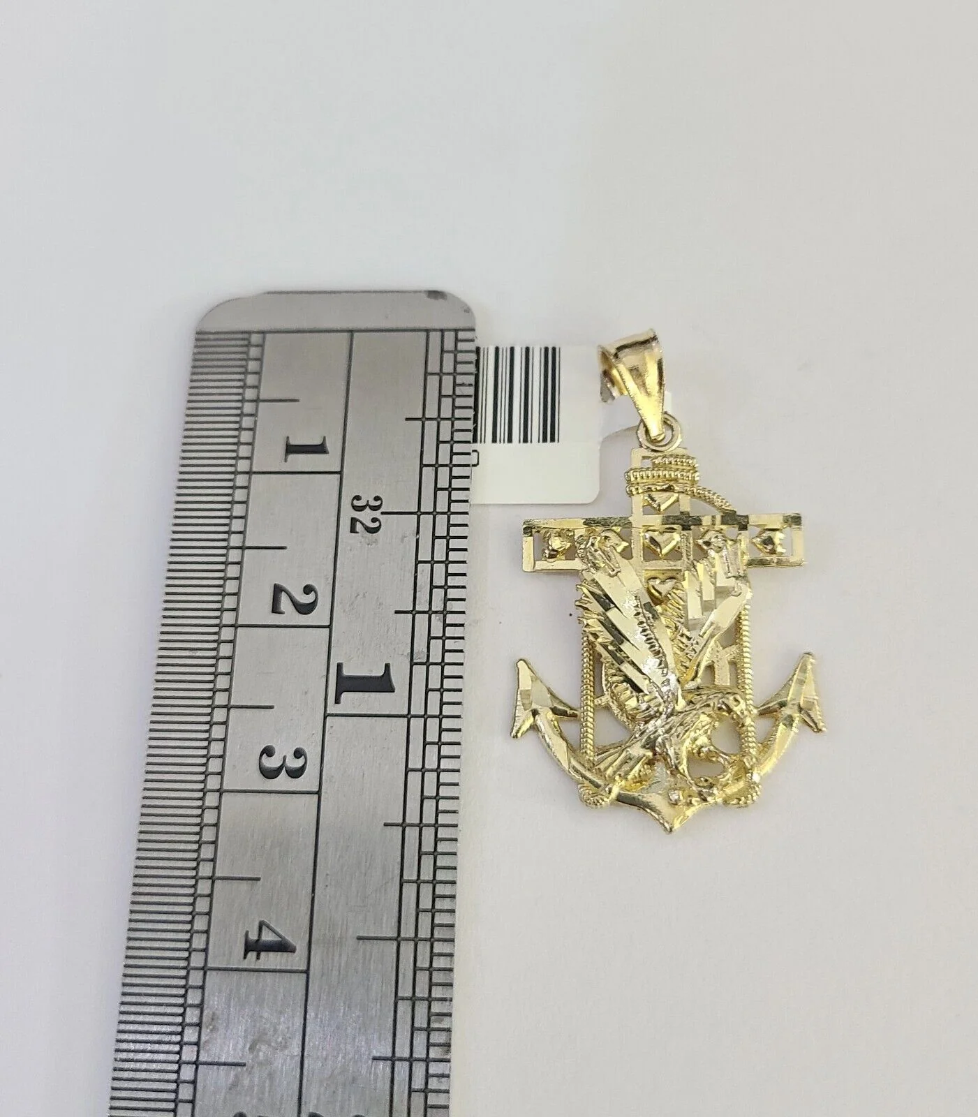 10k Gold Cuban Curb Chain Eagle Anchor Charm Solid 4mm 18"-28" SET Necklace - Image 2