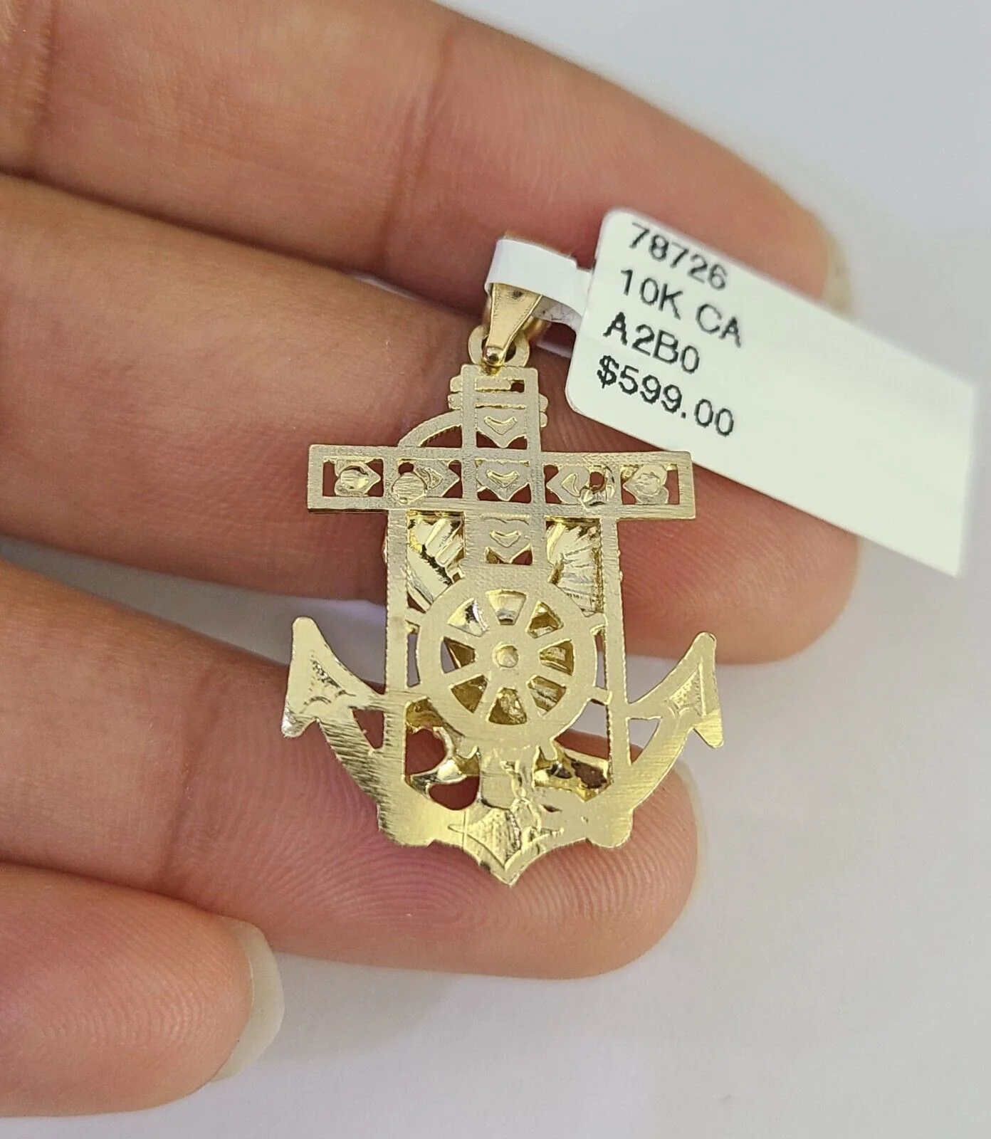 10k Gold Cuban Curb Chain Eagle Anchor Charm Solid 4mm 18"-28" SET Necklace - Image 7